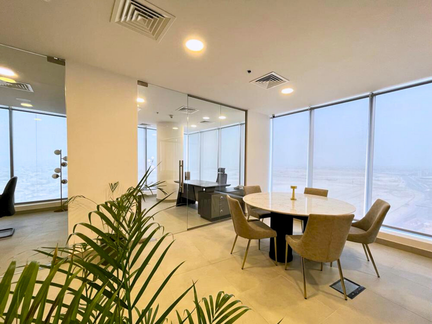 Corner Office with Partition and Conference Room