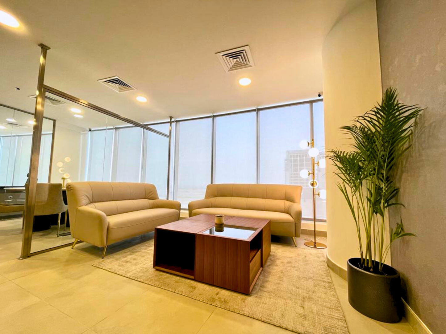 Corner Office with Partition and Conference Room