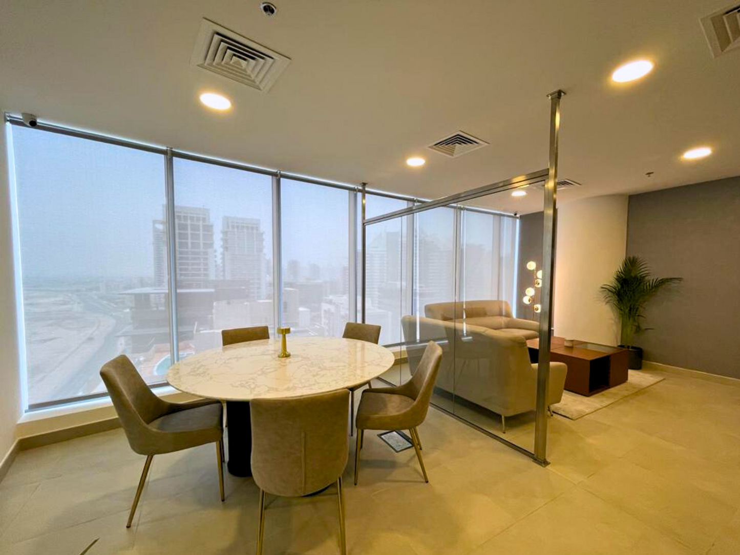 Corner Office with Partition and Conference Room