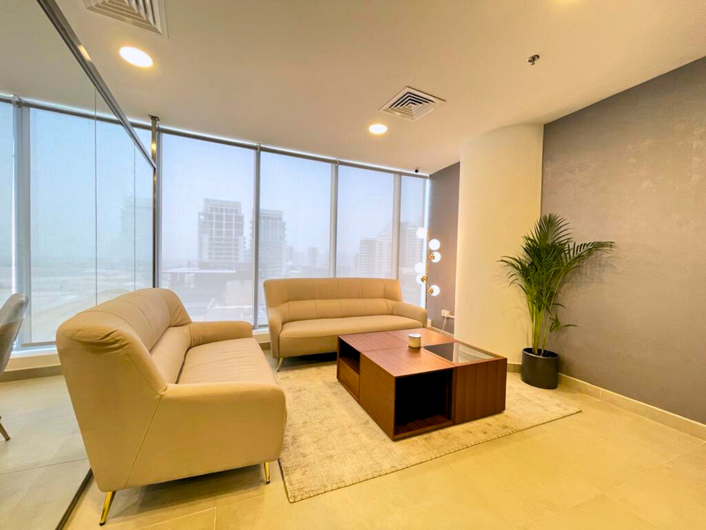 Corner Office with Partition and Conference Room
