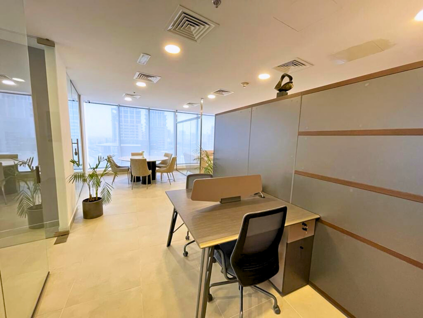 Corner Office with Partition and Conference Room