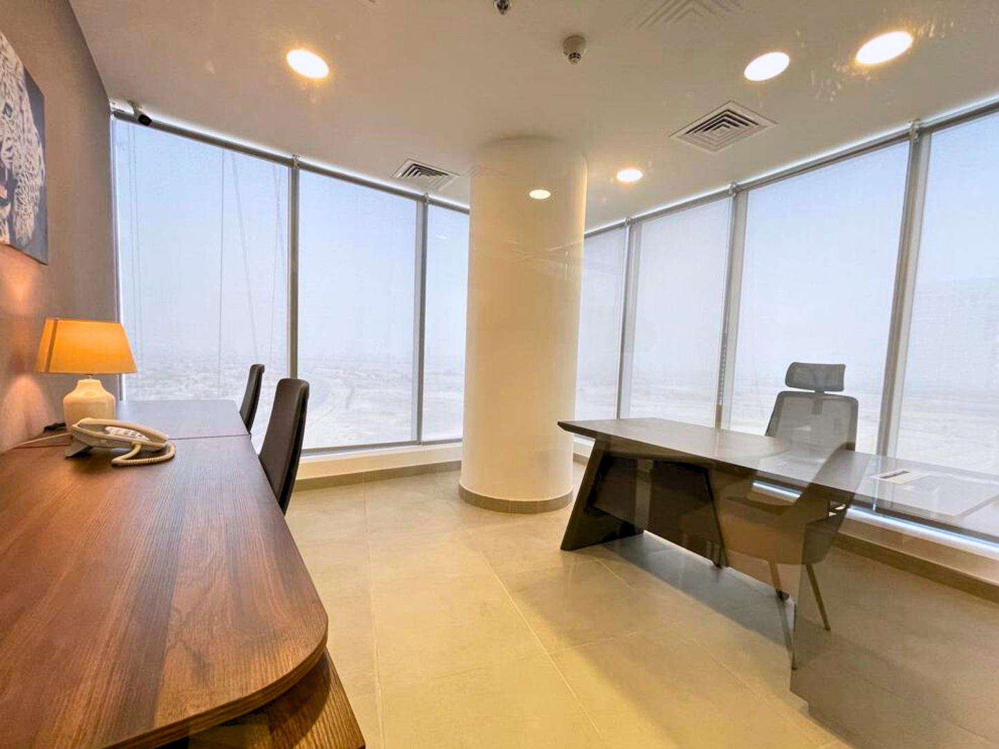 Corner Office with Partition and Conference Room