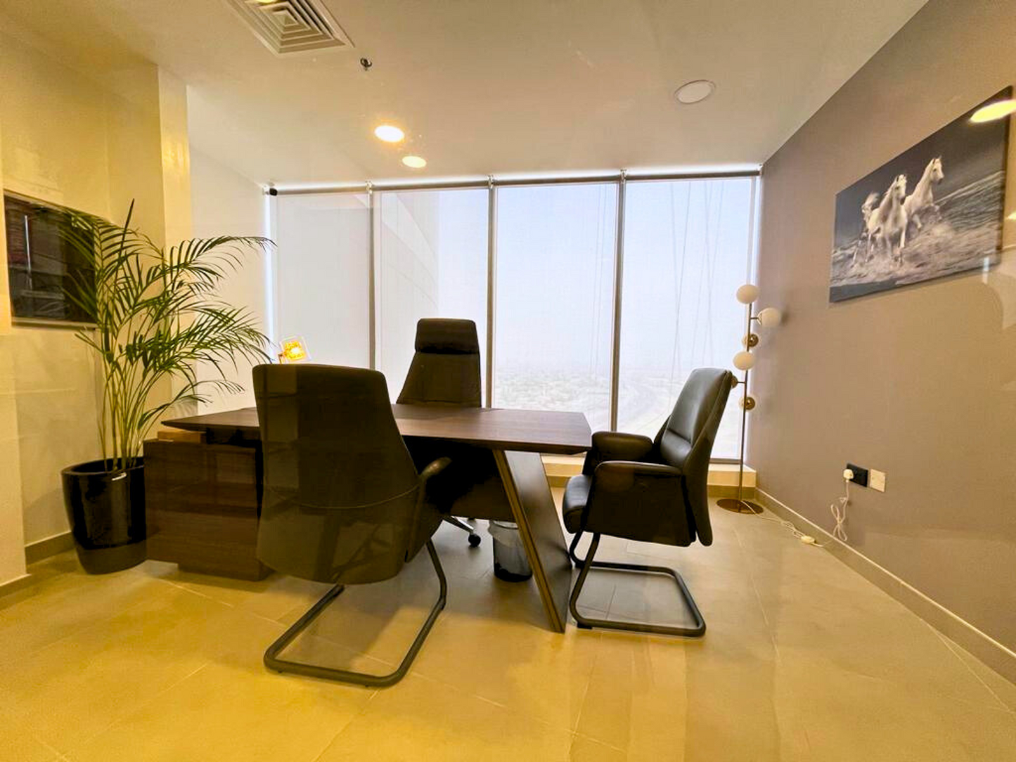 Corner Office with Partition and Conference Room