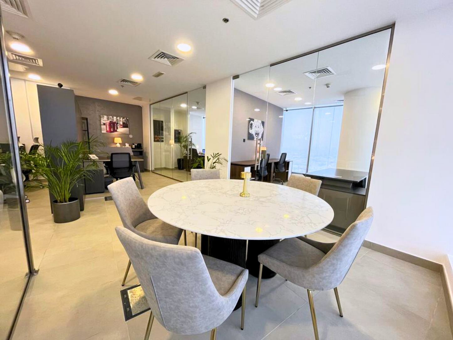 Corner Office with Partition and Conference Room