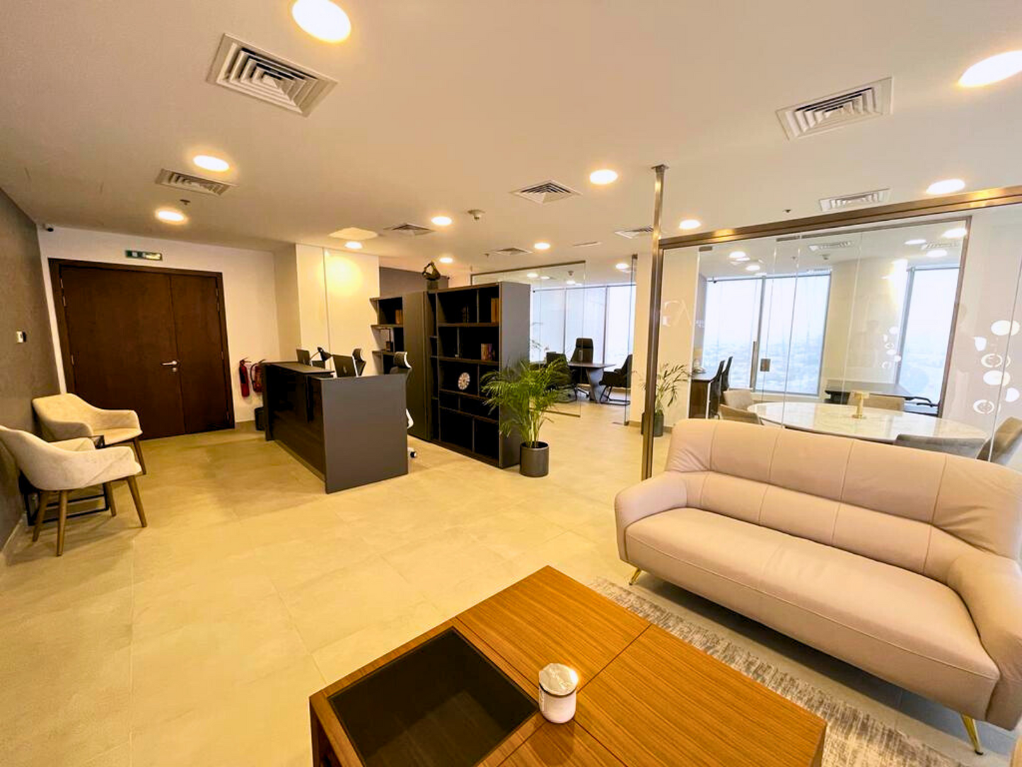 Corner Office with Partition and Conference Room